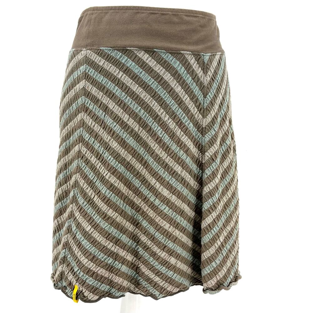 Lole brown green‎ gray striped short cotton/spandex summer skirt (XS)